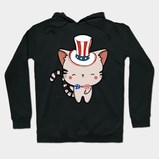 Funny tabby cat is ready for independence day Hoodie